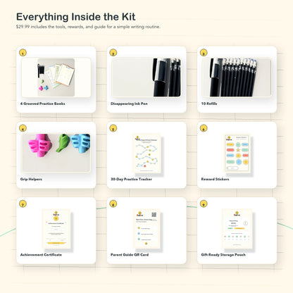 Everything inside the Playlumio Happy Writing Gift Kit
