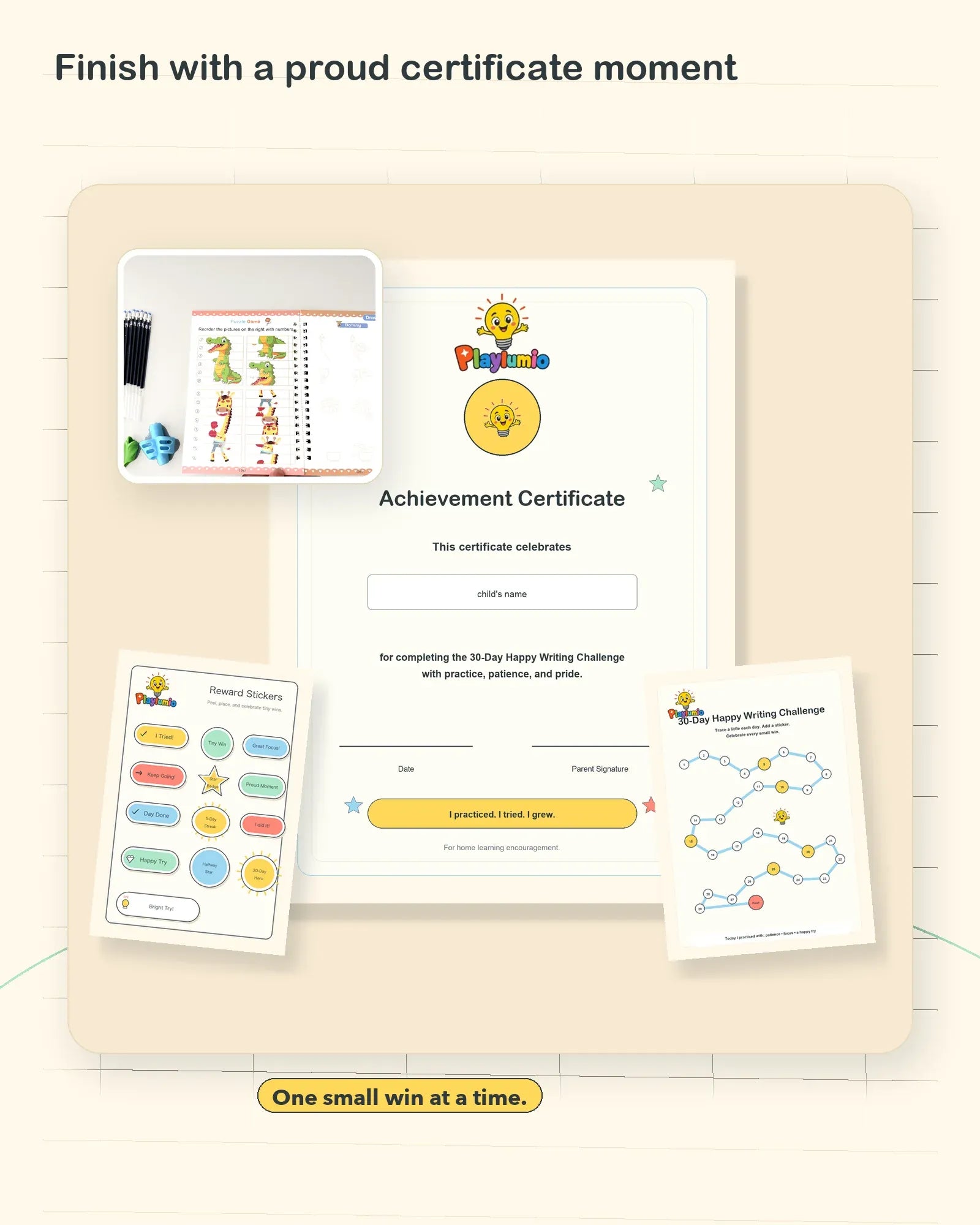 Achievement certificate moment for the 30-day writing challenge